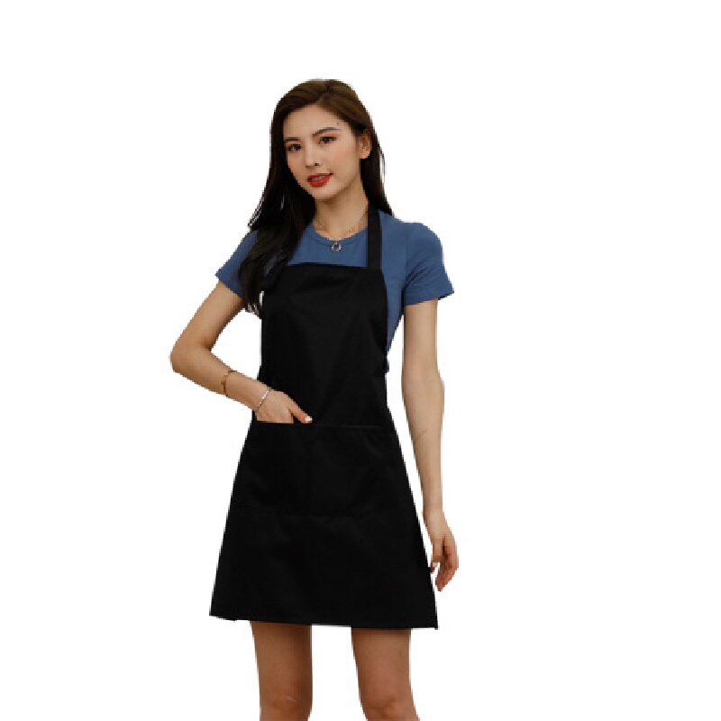 The polyester-cotton fashionable apron can be customized with a LOGO. It is a work apron for hot pot and barbecue restaurants details Picture