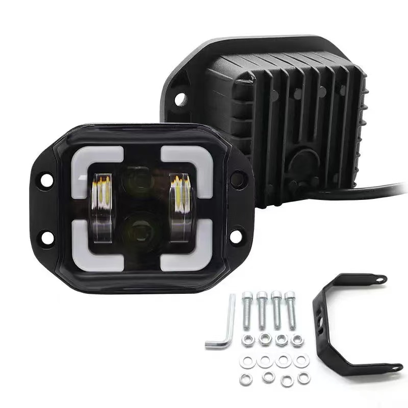 4-inch Wrangler off-road vehicle, 60W square led work lights, angel eye spotlights, turn signals, fog lights Specification drawing
