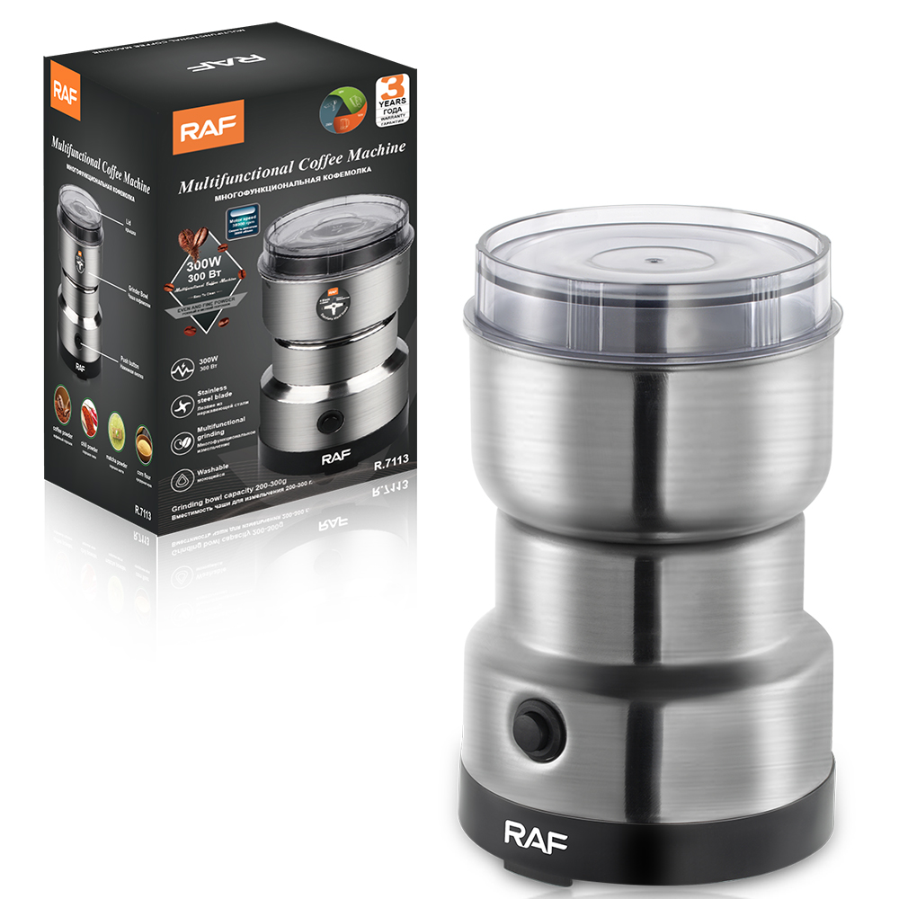 RAF European and American standard electric bean grinder, dry grinder, household lightweight grinding cup, portable coffee bean powder grinder details Picture
