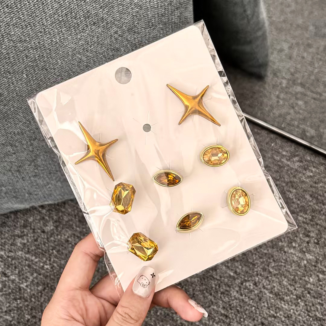 New cross-border Crocs diy accessories: Golden glossy cross star acrylic gemstone detachable shoes, flower shoe buckles, crocs fasteners Item Picture
