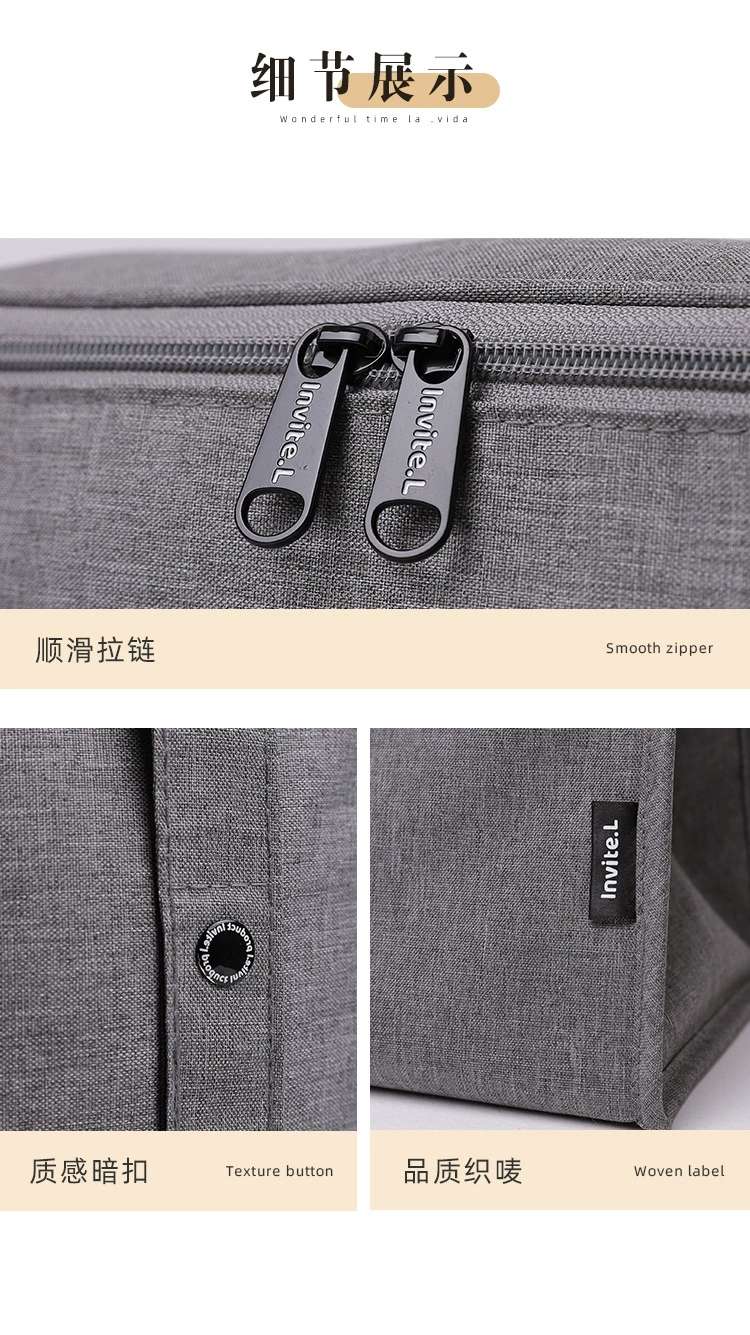 Thickened large-capacity Japanese bento bag, aluminum foil long-lasting insulation lunch box bag, Oxford cloth hand-held bento bag, lunch bag detail image 9