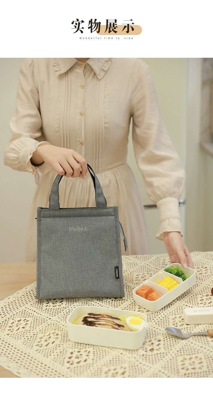 Thickened large-capacity Japanese bento bag, aluminum foil long-lasting insulation lunch box bag, Oxford cloth hand-held bento bag, lunch bag detail image 13