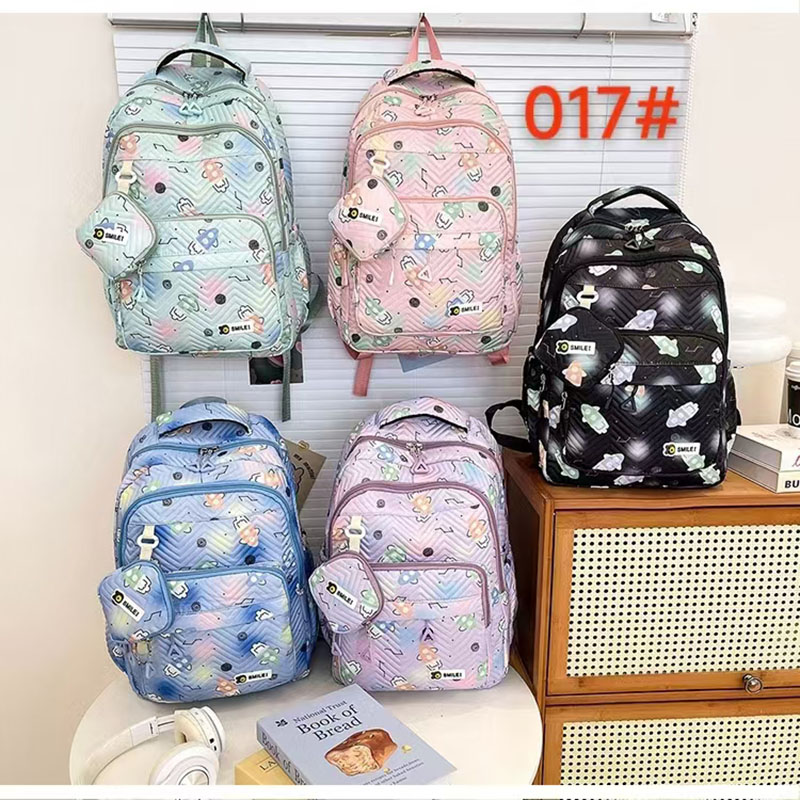 学生书包女中学生纯色女休闲背包轻便高中生初中生小学生休闲包防水复合布学生书包大学生