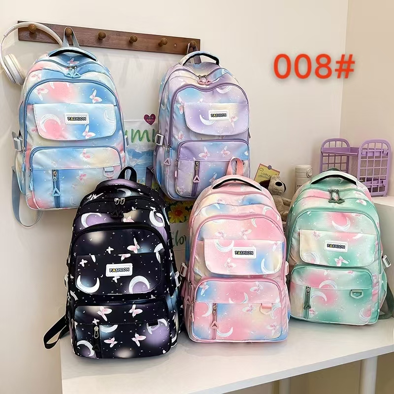 女双肩包学生书包女中学生纯色女休闲背包轻便高中生初中生小学生双肩包休闲包防水复合布