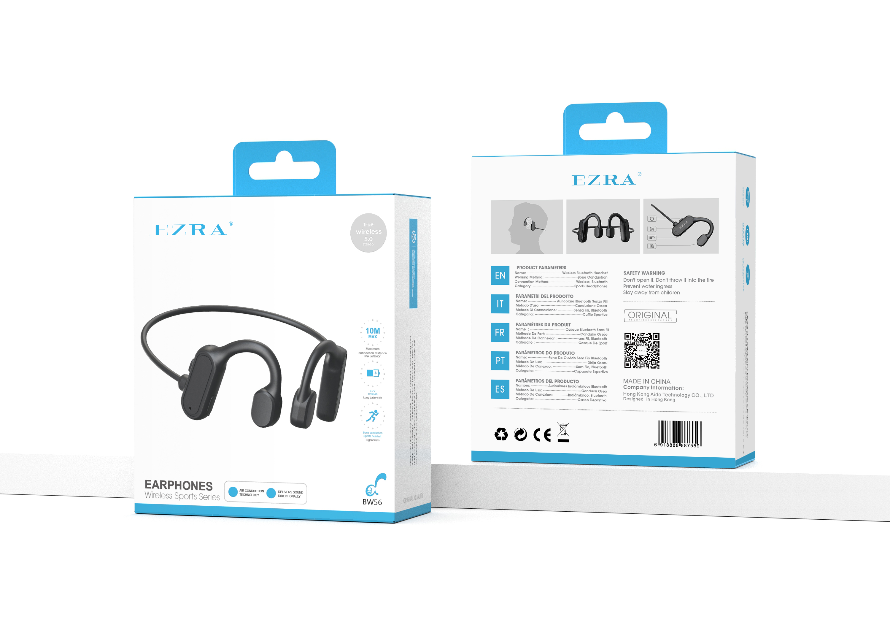 BW56 High quality Bluetooth headset Stereo music headset Mobile phone computer universal long life headset full figure
