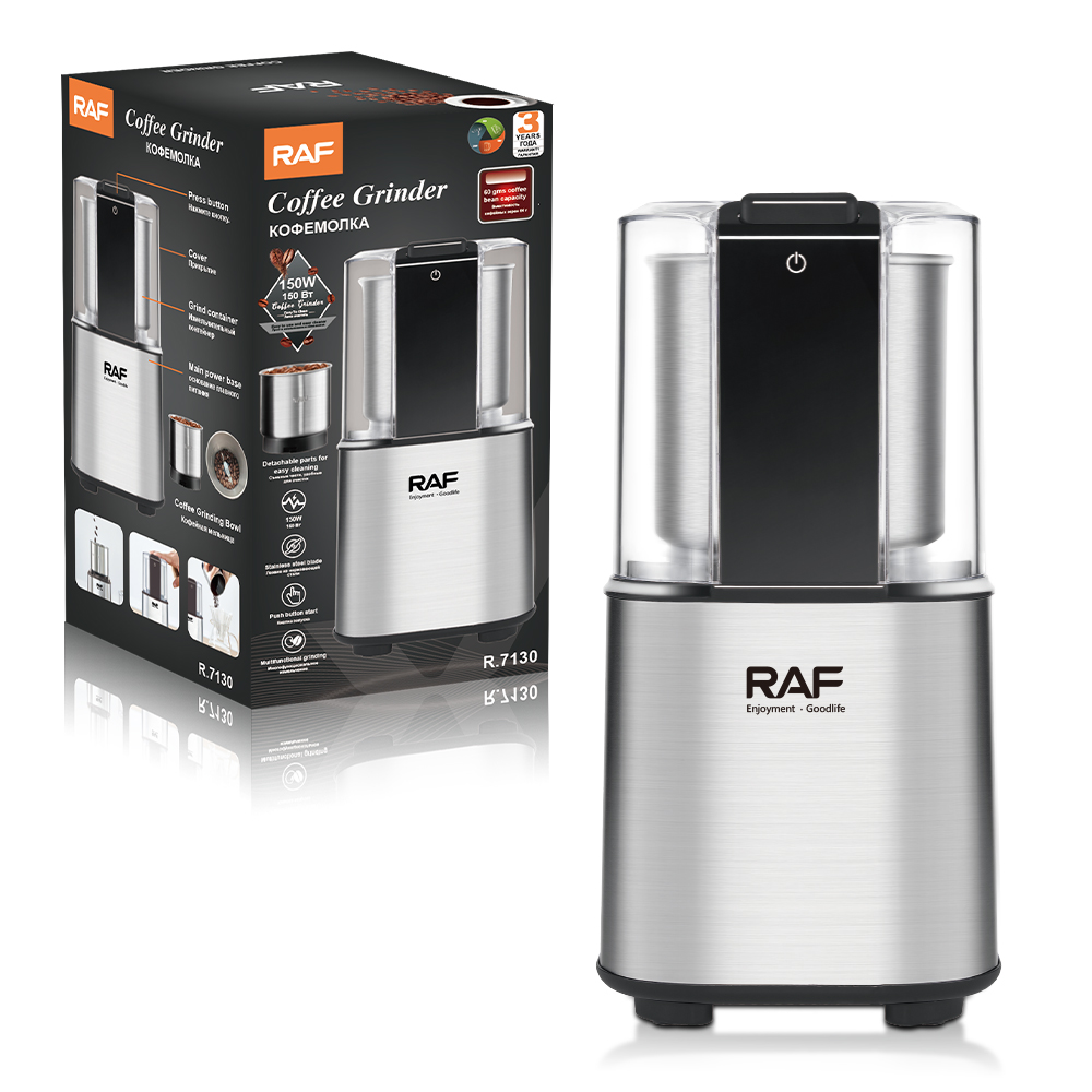 RAF European standard electric bean grinder, dry grinder, household lightweight grinding cup, portable coffee bean pulverizer R.7130 details Picture