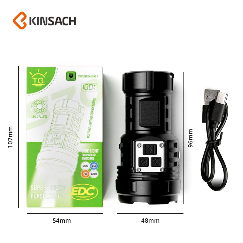 KINSACH Star Source Plastic type-c Charging with magnetic pen clip flashlight Item Picture