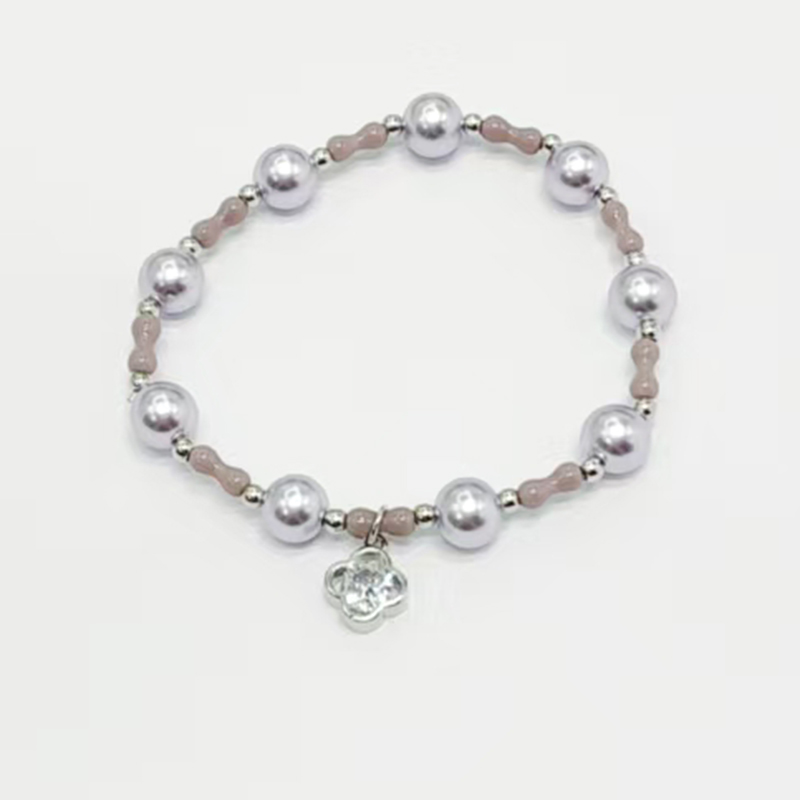 Shi Family Pearl Crystal Grass Bracelet, purple series bracelet, popular light luxury design, high-end feel, high appearance level, high-quality accessory bracelet, Internet bestseller, 2024 new style Item Picture