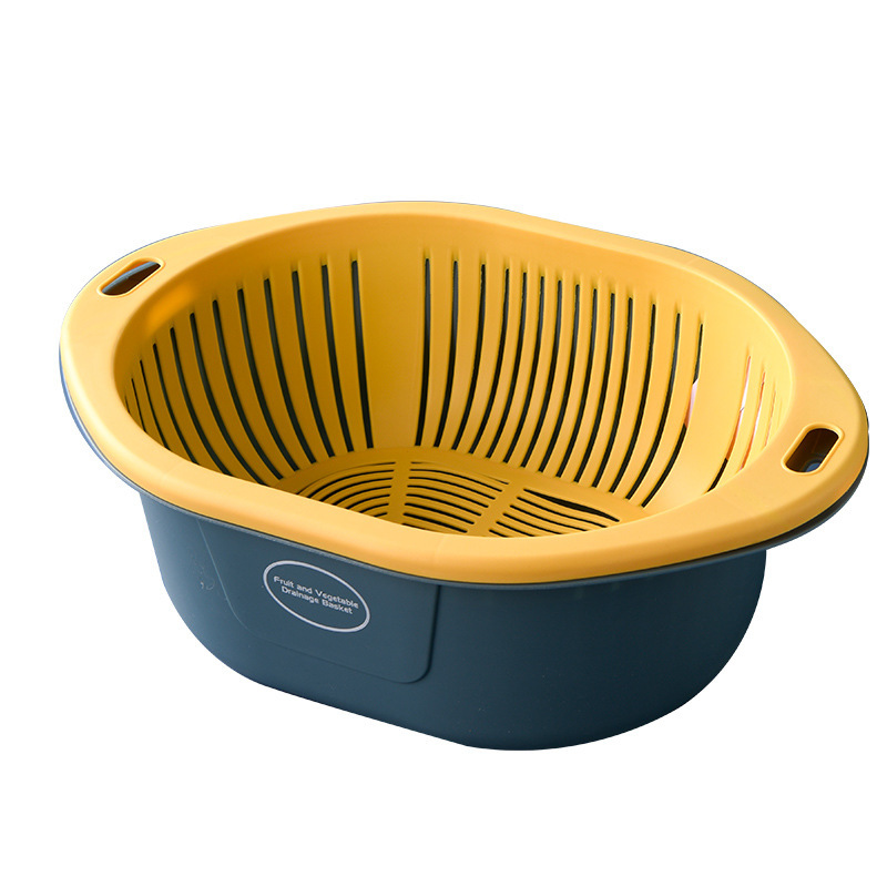M73-809洗菜塑料漏水果蔬菜盆 多用滴水筛洗菜盆双层果蔬塑料小号