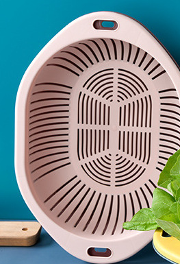 M73-809洗菜塑料漏水果蔬菜盆 多用滴水筛洗菜盆双层果蔬塑料小号细节图