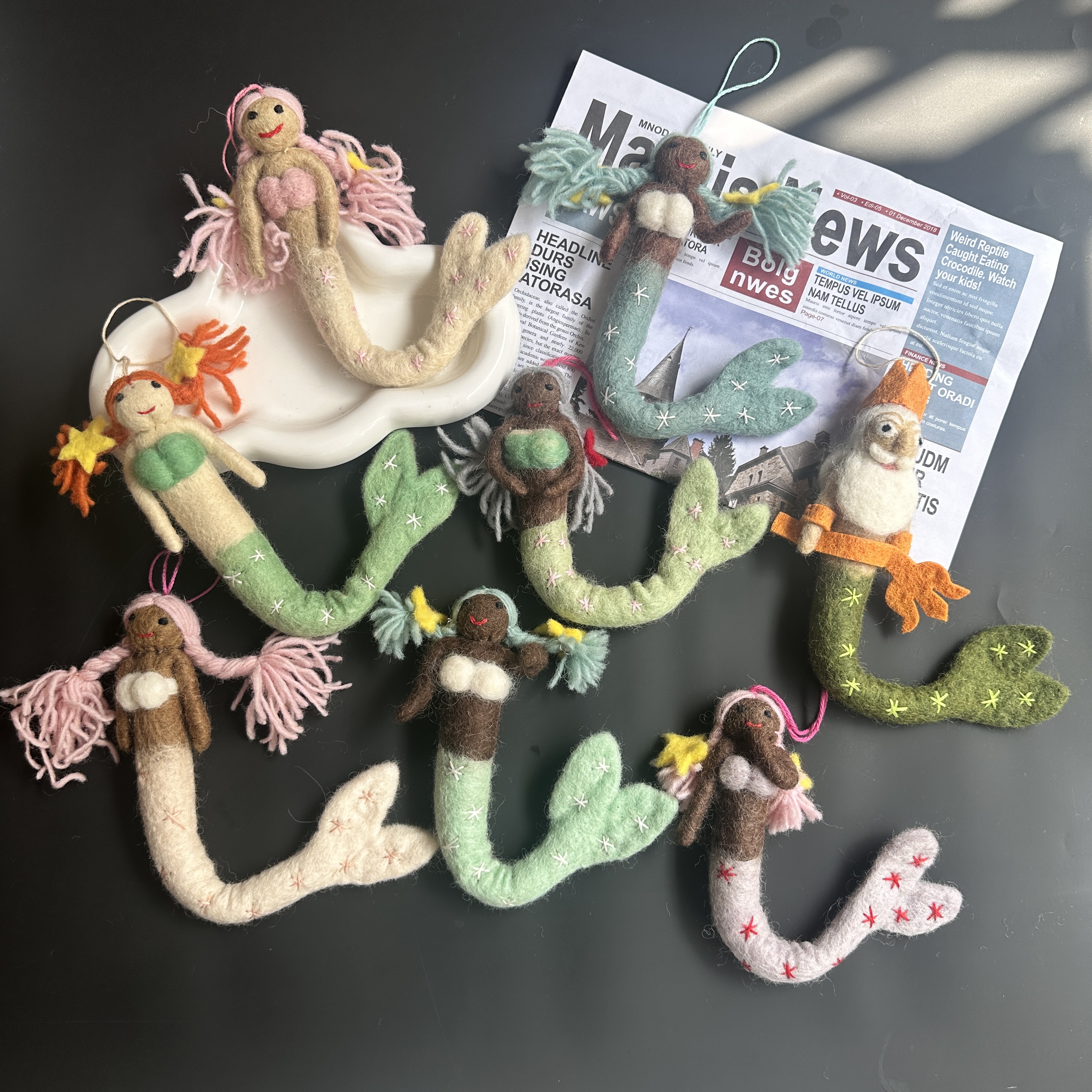 ins风羊毛毡可爱美人鱼立体玩偶挂饰包挂服装配饰家居装饰创意礼详情2