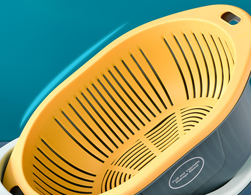 M73-809洗菜塑料漏水果蔬菜盆 多用滴水筛洗菜盆双层果蔬塑料小号详情图3