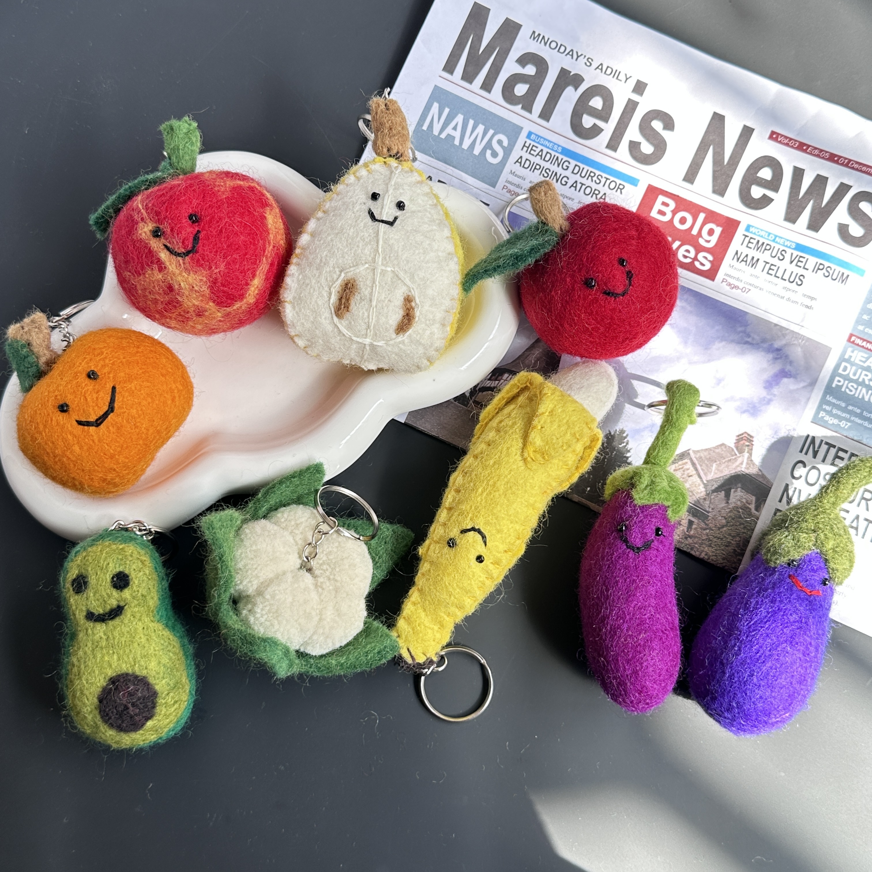 韩系羊毛毡挂件可爱蔬菜水果miu系包挂挂饰ins高颜值背包配饰配件