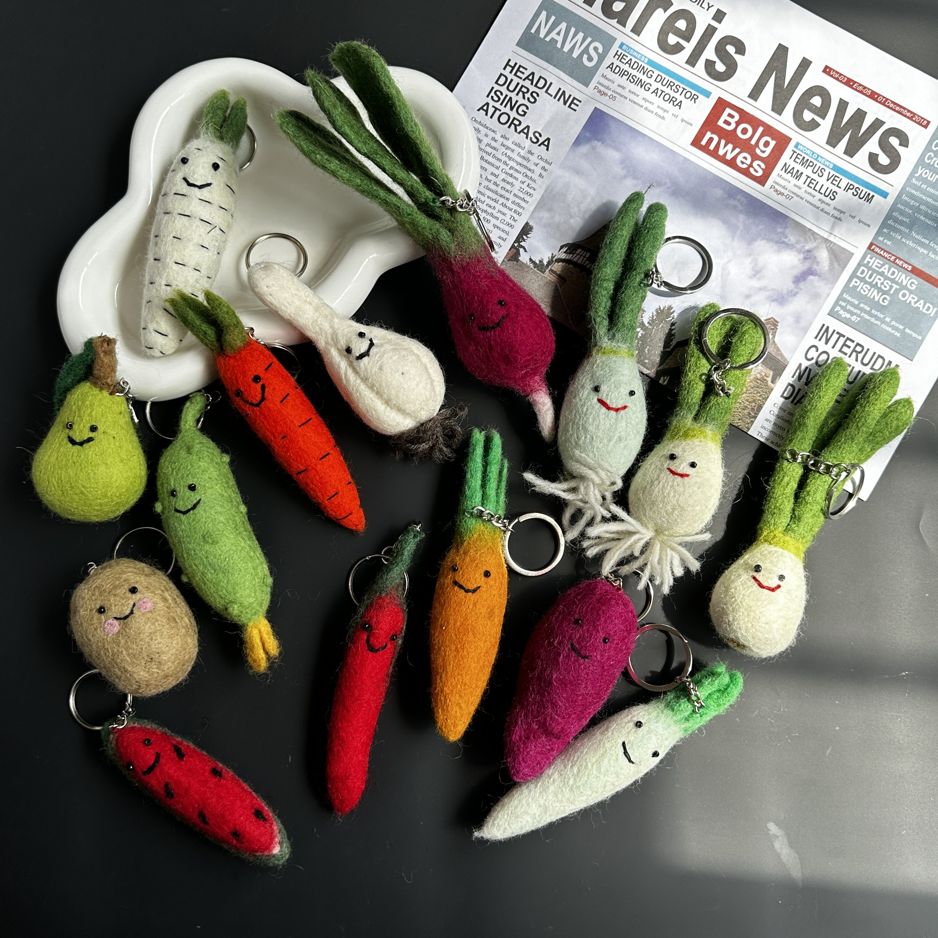 ins风羊毛毡钥匙扣挂件蔬菜系类miu系包挂配件高颜值毛毡挂饰配饰详情2