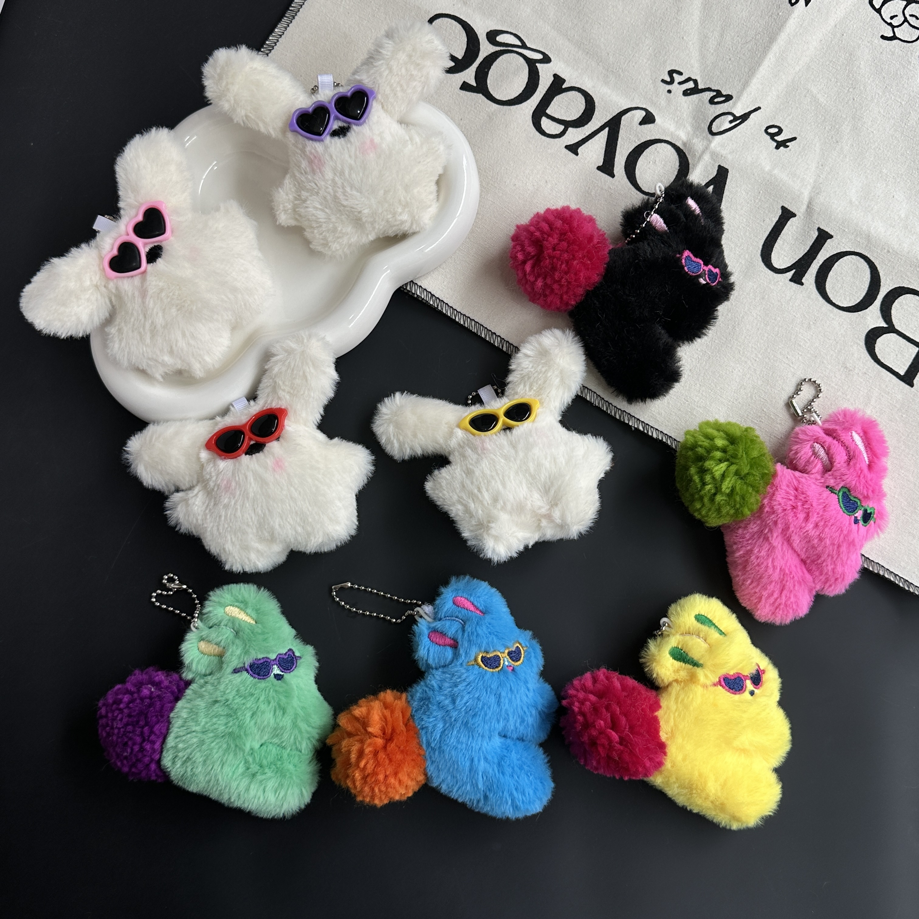 可爱毛绒墨镜兔兔miu系包挂挂件高颜值ins风钥匙扣挂饰配饰配件详情2