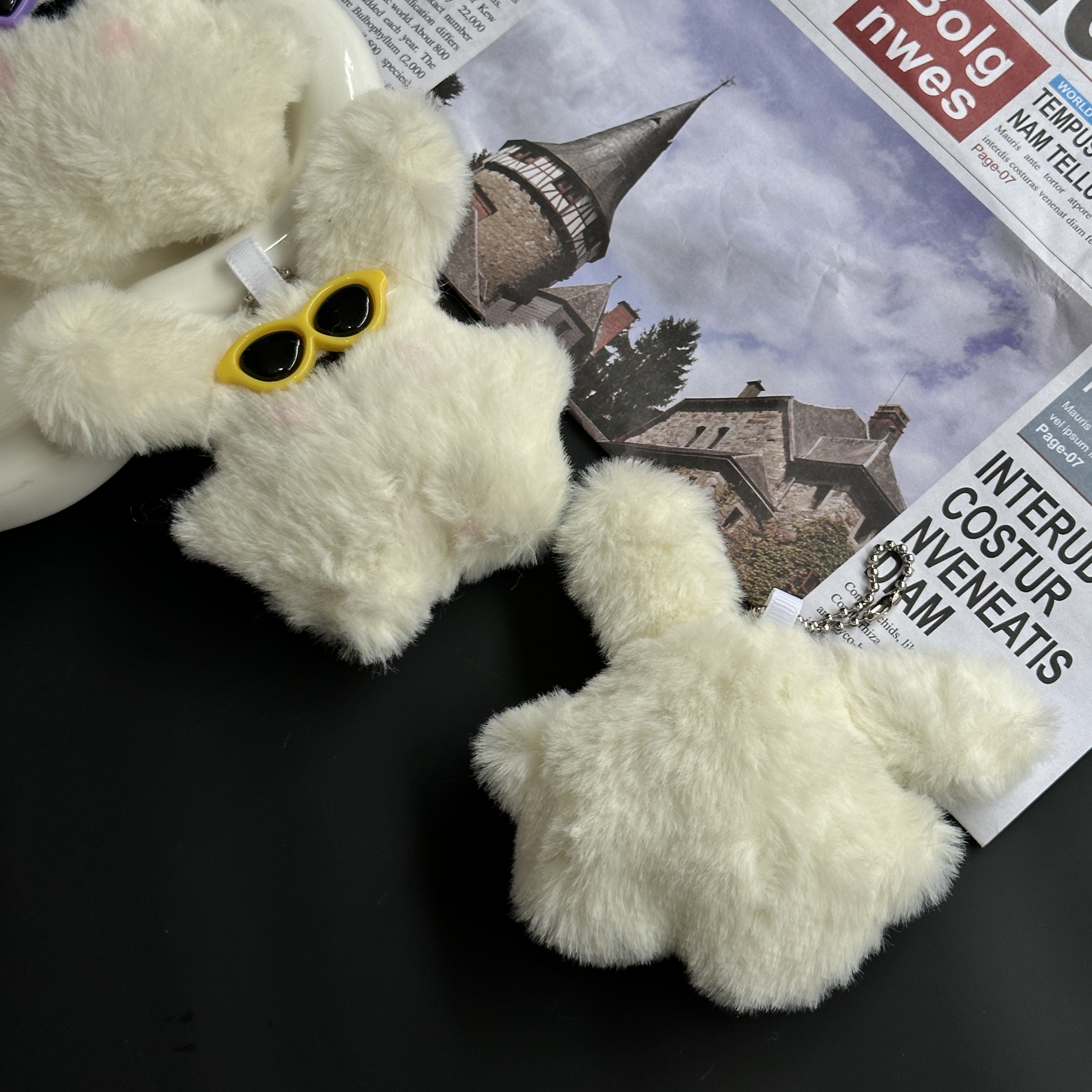 可爱毛绒墨镜兔兔miu系包挂挂件高颜值ins风钥匙扣挂饰配饰配件详情5
