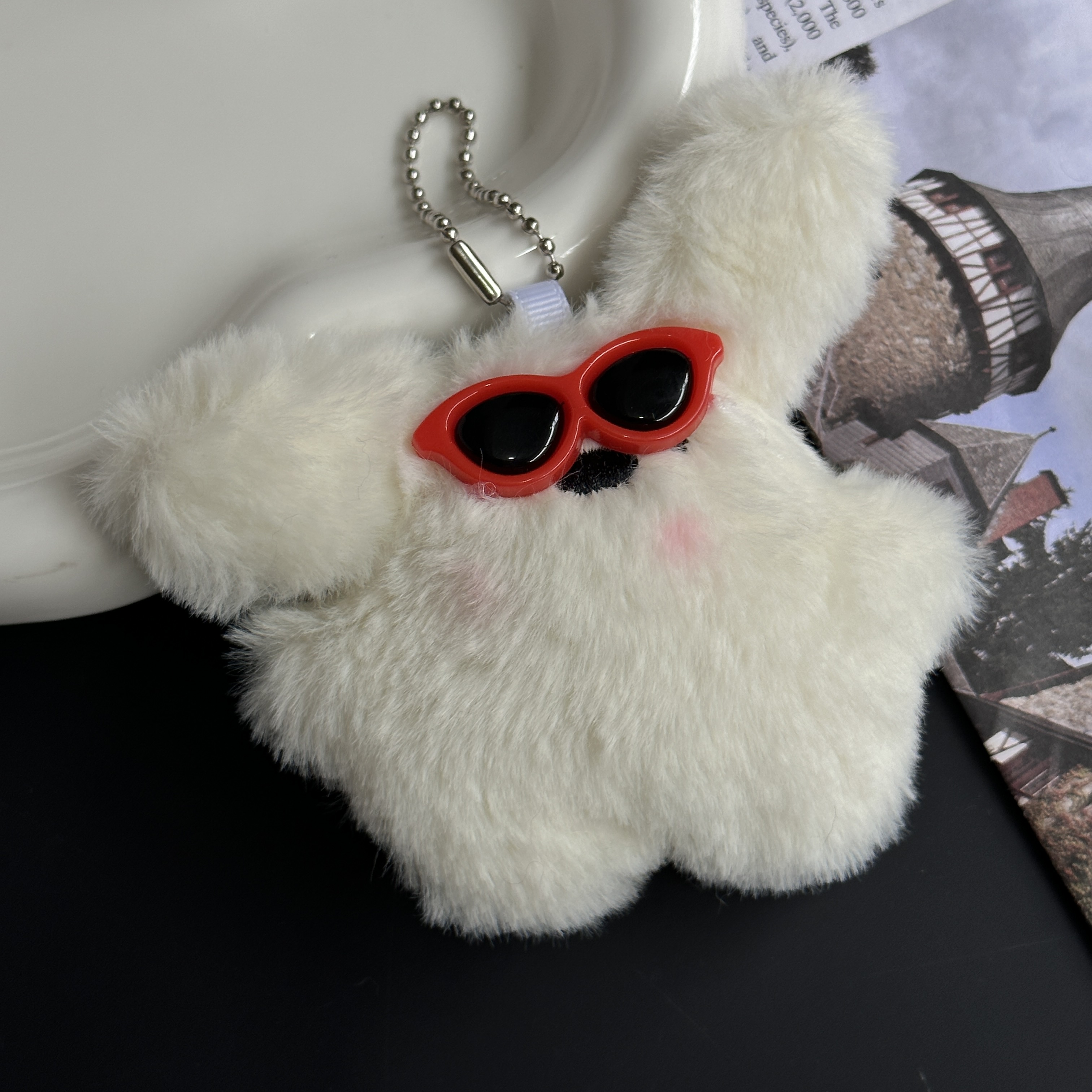 可爱毛绒墨镜兔兔miu系包挂挂件高颜值ins风钥匙扣挂饰配饰配件详情8