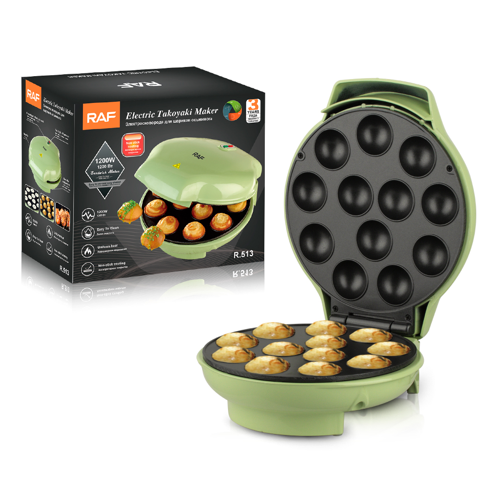 RAF欧规跨境家用迷你烤蛋糕机面包机双面烘焙早餐机章鱼小丸子机详情2