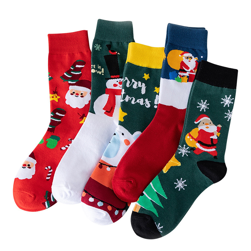 New Christmas socks, snowman cartoon pattern mid-calf socks, European and American style Santa Claus autumn and winter cotton socks, sports and casual style creative Christmas socks Application Scenario
