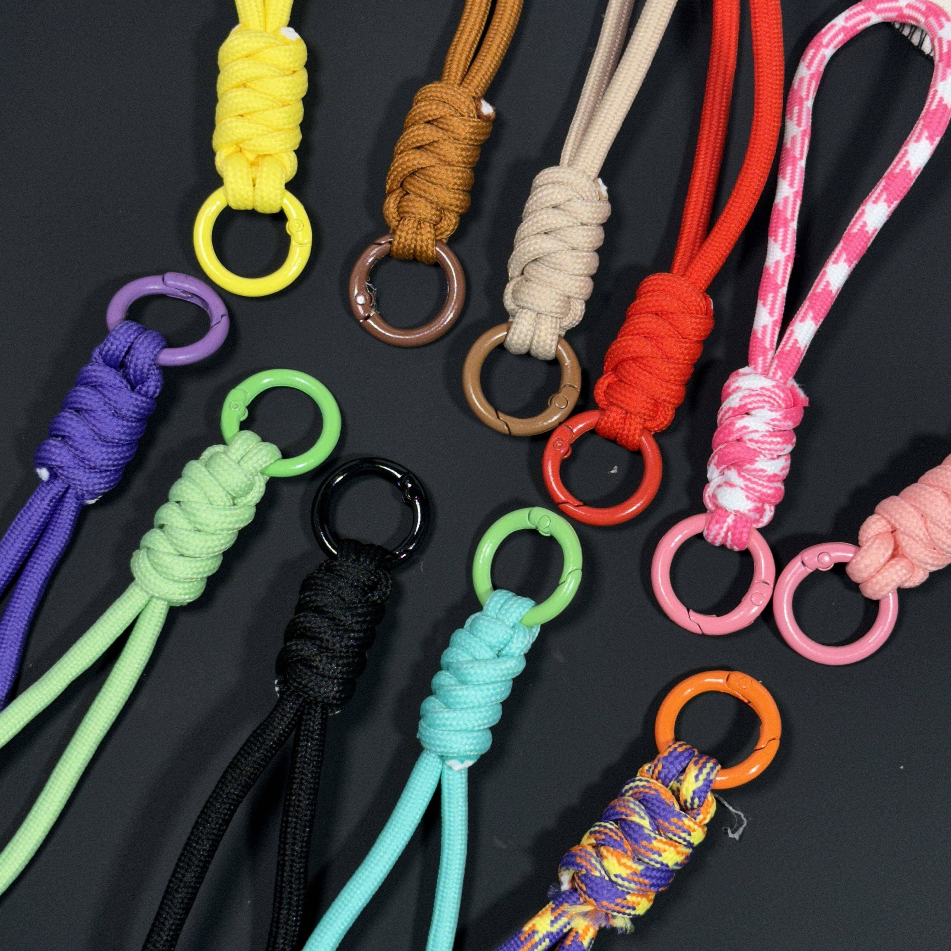 新国潮马卡龙INS风创意拼色打结防丢手机钥匙扣绳编织挂绳包挂件详情30