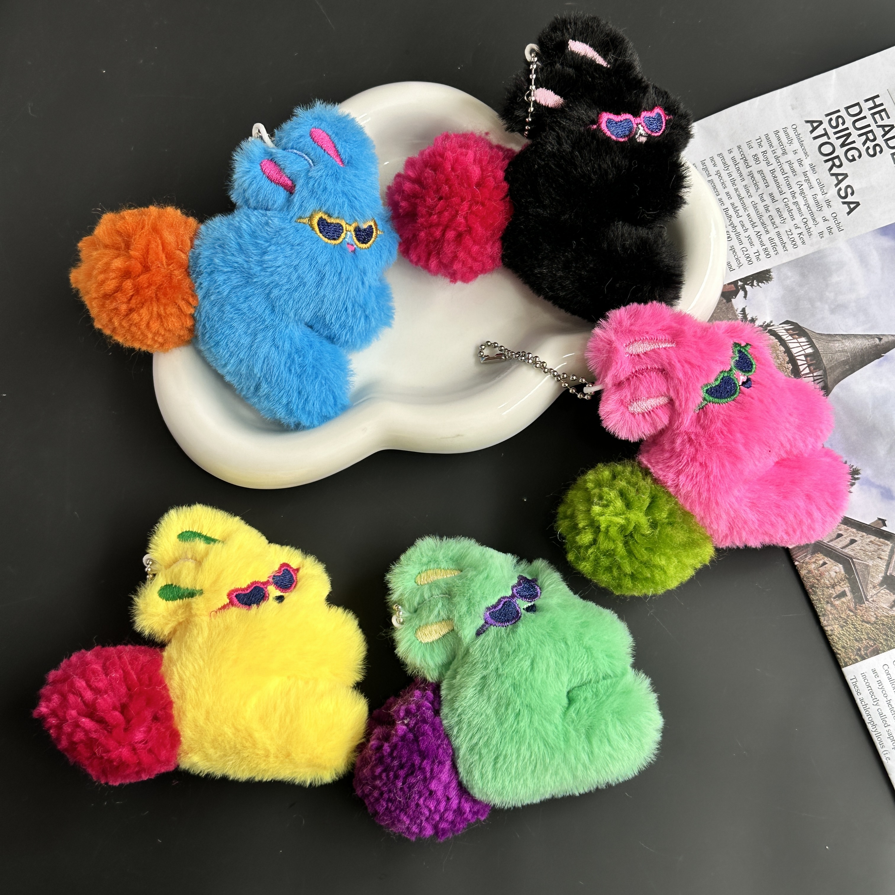 可爱毛绒墨镜兔兔miu系包挂挂件高颜值ins风钥匙扣挂饰配饰配件详情13