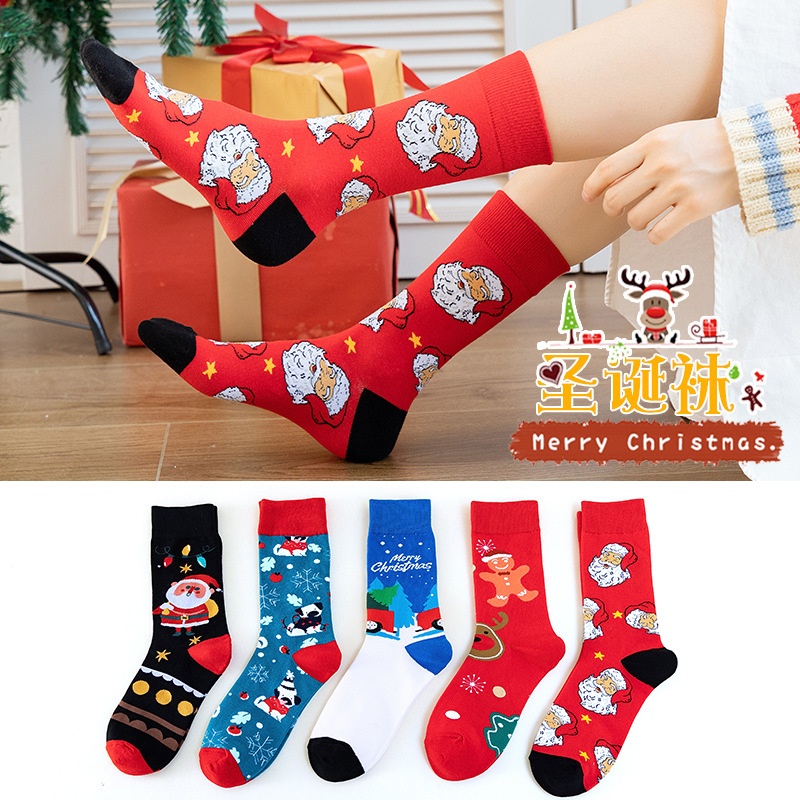 New autumn and winter European and American ins trend socks, Amazon cross-border mid-calf socks, Christmas special cotton socks, sports and casual Christmas socks Application Scenario