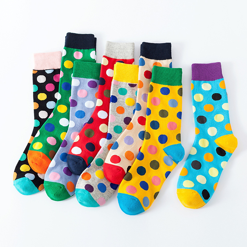 New mid-calf socks for women in autumn and winter, European and American ins style cotton socks with polka dot patterns, hip-hop skateboarding socks in stock for wholesale details Picture