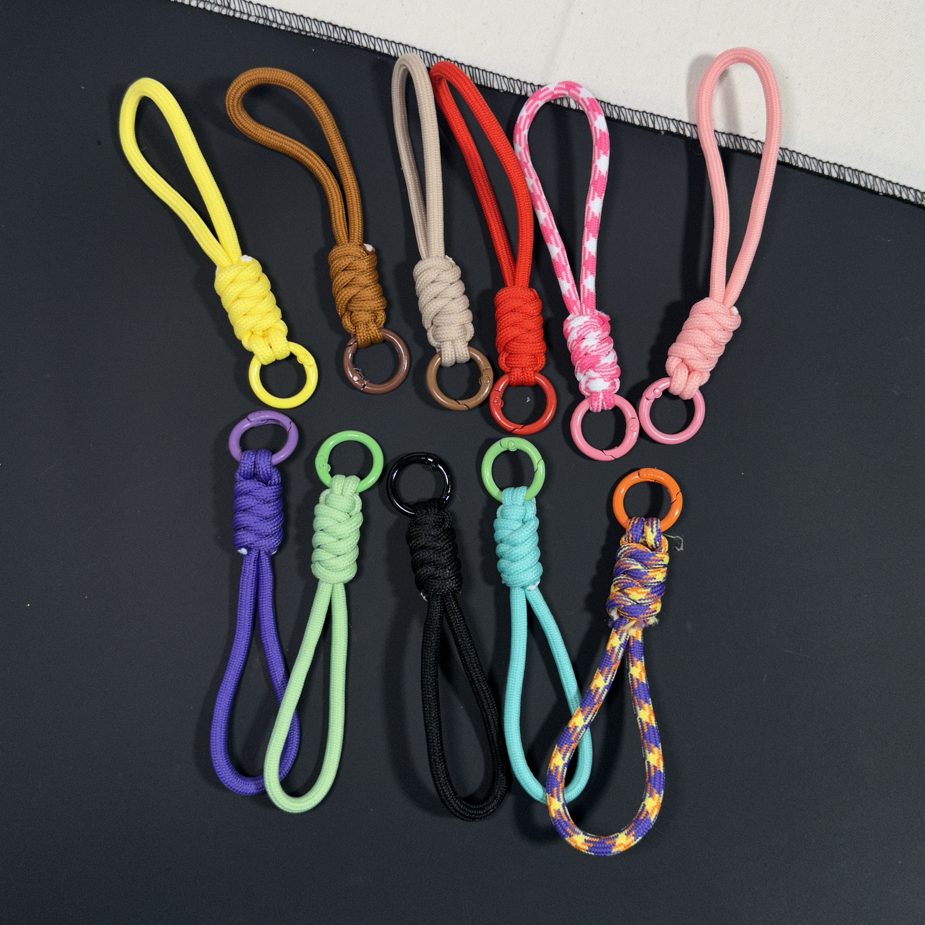 新国潮马卡龙INS风创意拼色打结防丢手机钥匙扣绳编织挂绳包挂件详情29