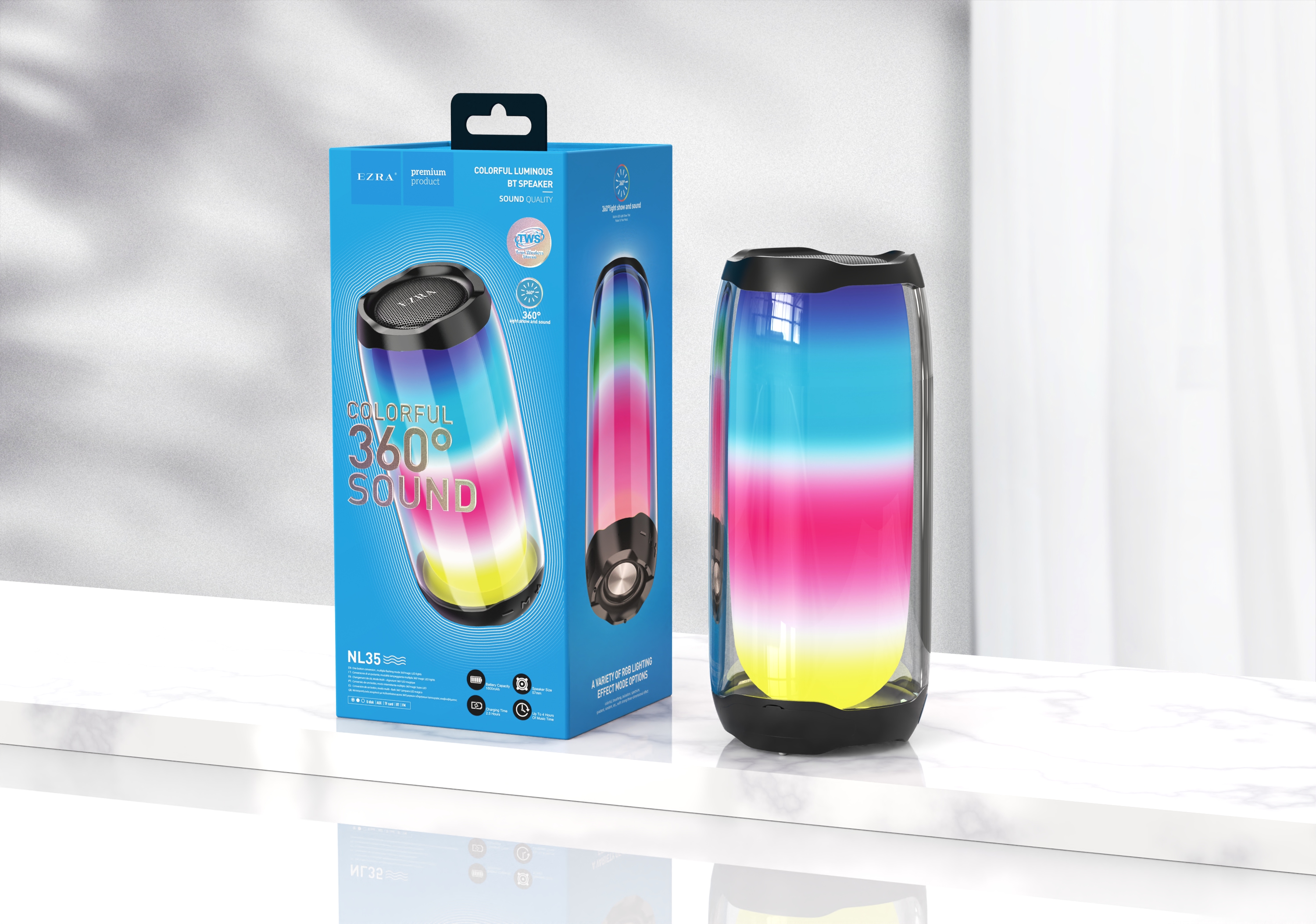 EZRA's new multi-function Bluetooth speaker NL35 portable wireless home audio device with hi-fi sound quality