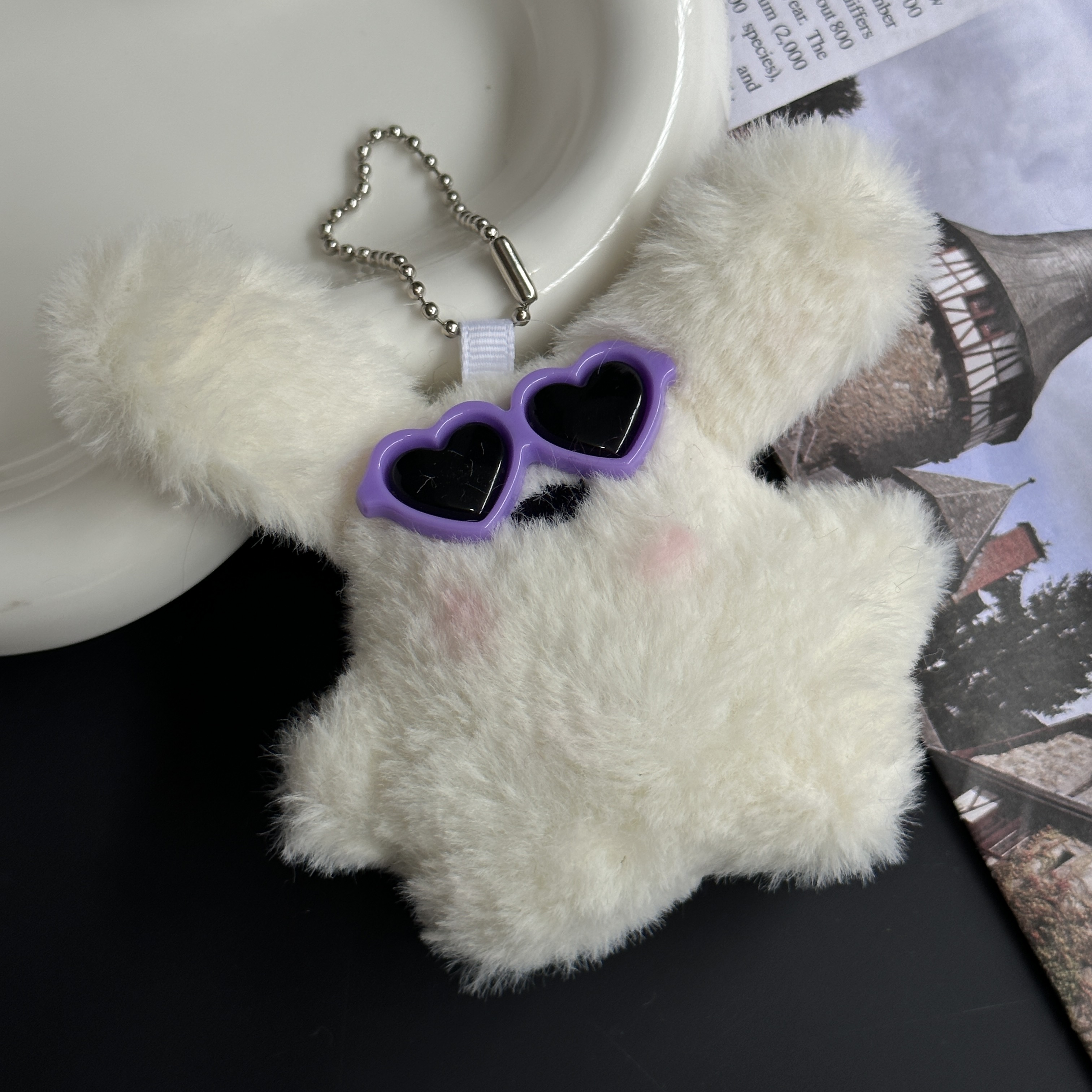 可爱毛绒墨镜兔兔miu系包挂挂件高颜值ins风钥匙扣挂饰配饰配件详情9