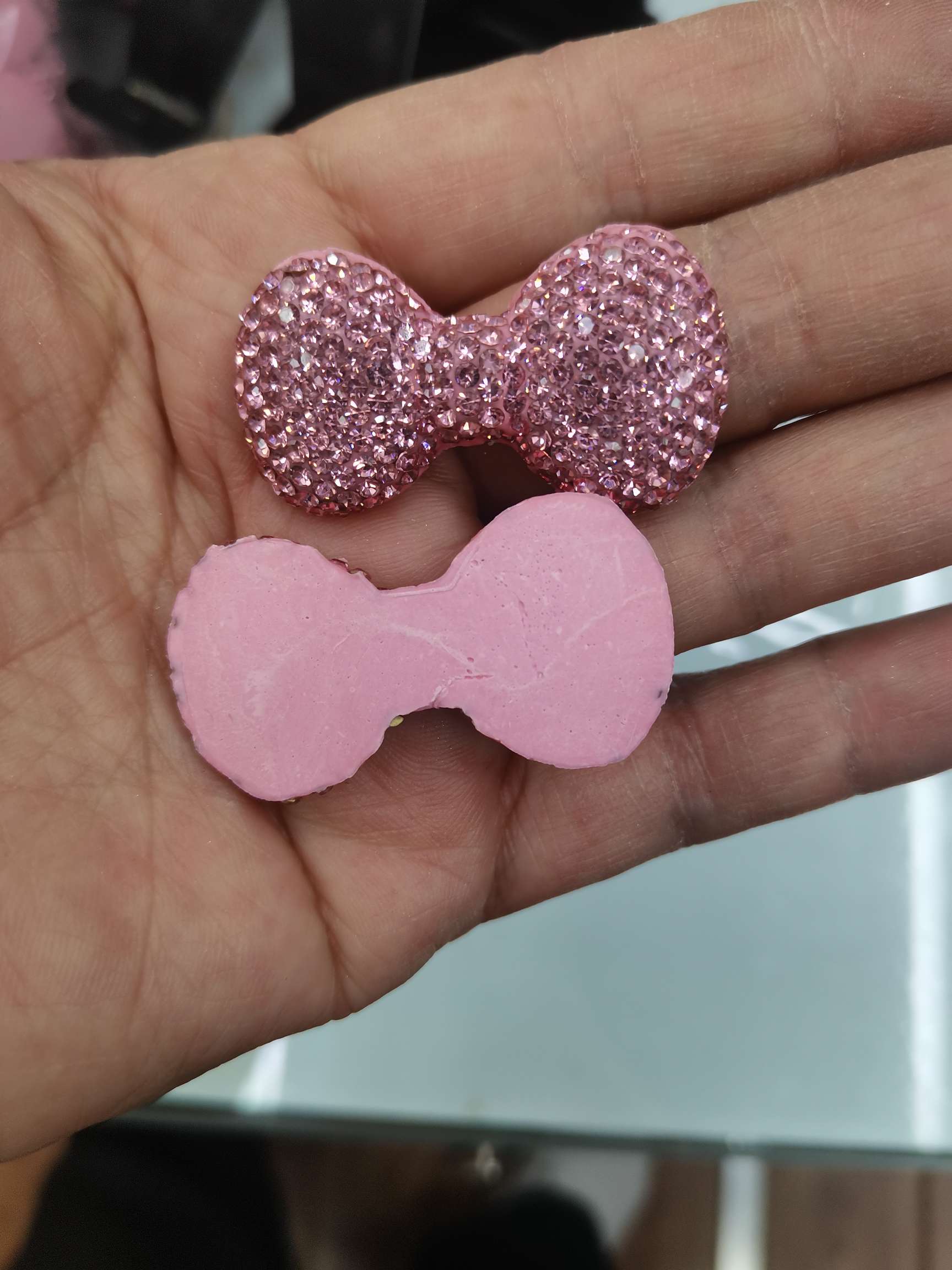 Pink clay half-bow tie element accessory