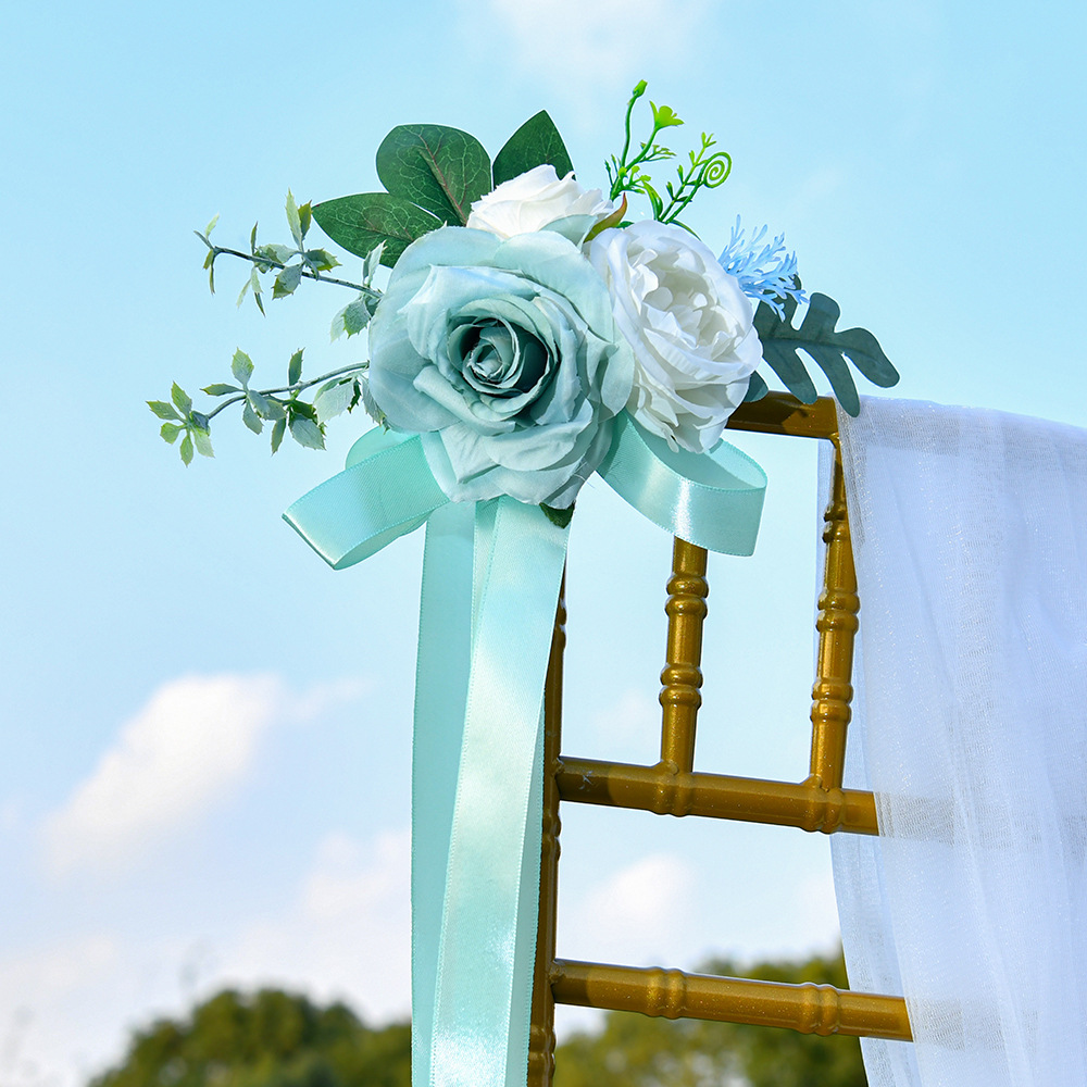 Cross-border outdoor hot-selling chair back flower decoration, flower forest-themed artificial flowers, wedding floral art, celebration props, photography and shooting Specification image