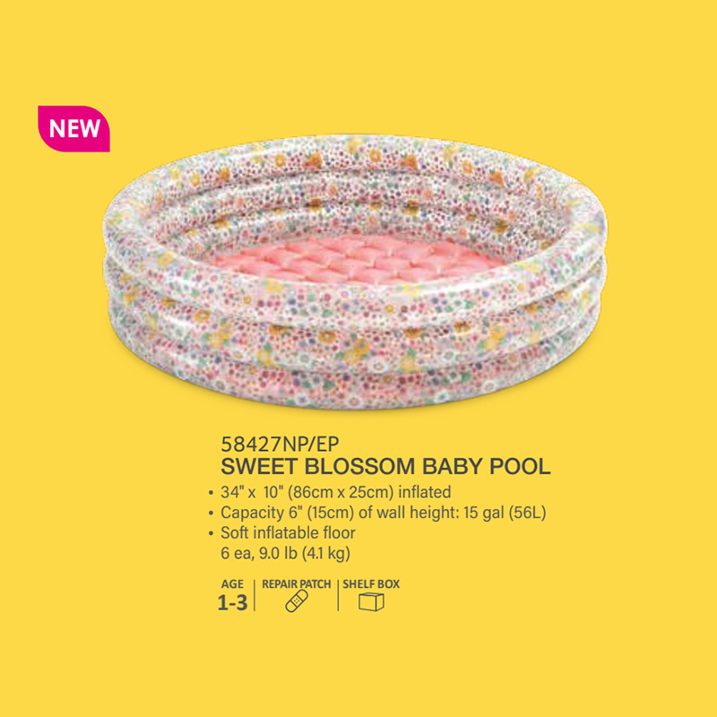 INTEX58427 New Champagne Chrysanthemum soft Bottom Baby water Pool, baby play pool, inflatable bubble bottom children's water pool Specification image