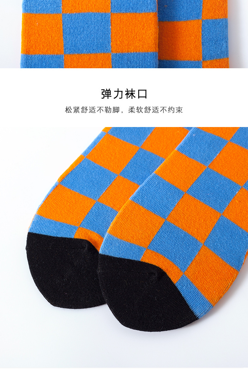 跨境秋冬新款袜子女 亚马逊欧美ins方格成人潮袜现货批发详情12