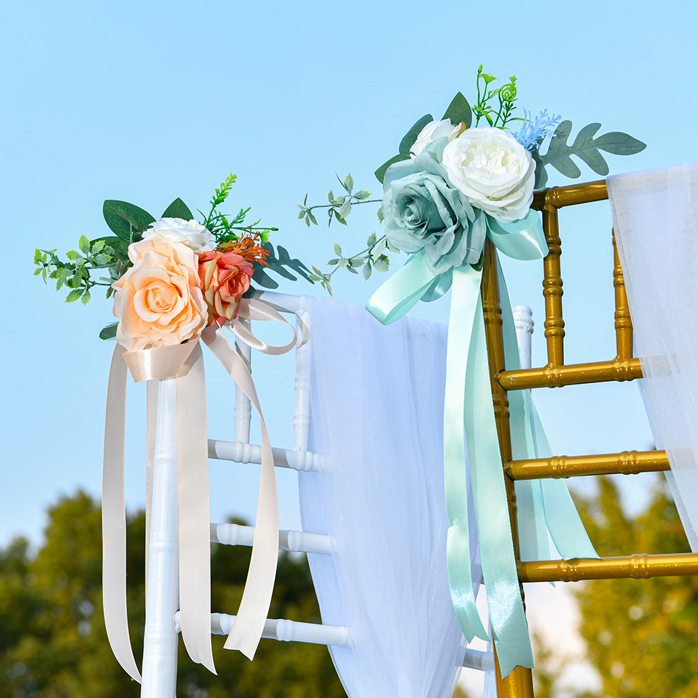 Cross-border outdoor hot-selling chair back flower decoration, flower forest-themed artificial flowers, wedding floral art, celebration props, photography and shooting Item Picture