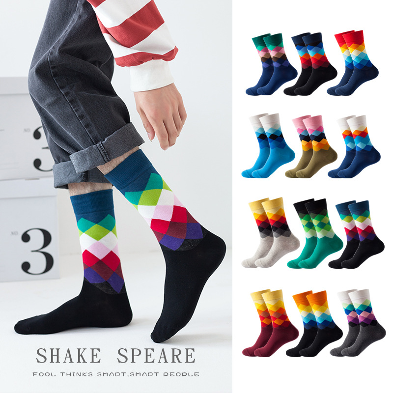 European and American Instagram style thigh-high socks, women's Amazon trendy socks supply, diamond-patterned fashionable and trendy socks in stock wholesale Application Scenario