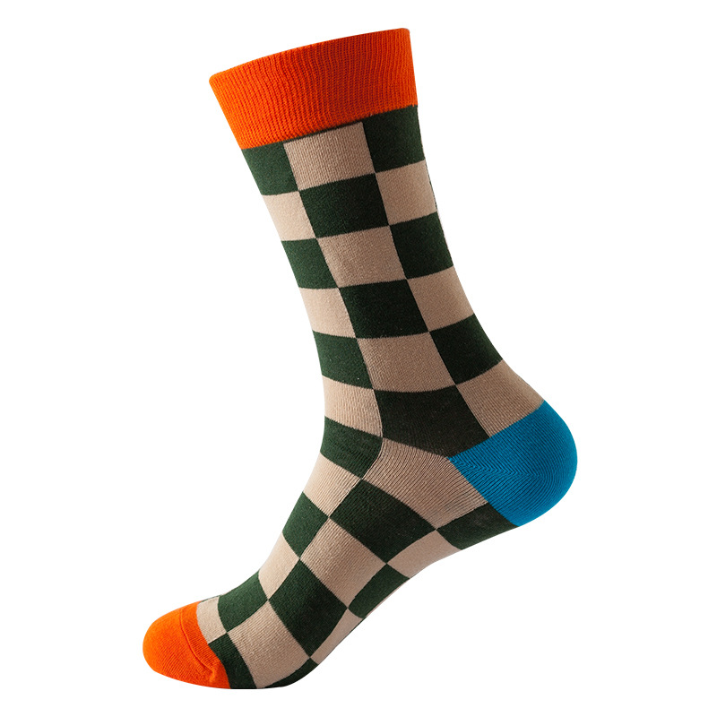 Cross-border autumn and winter new socks for women, Amazon, Europe and America, ins checkered adult trendy socks in stock wholesale Specification image