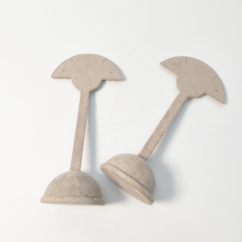 Factory direct supply of in-stock earring stands, khaki velvet earring holders, fan-shaped earrings for display, jewelry store showroom Specification image
