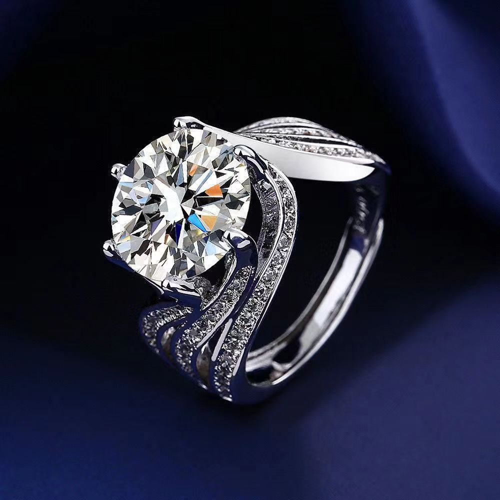 Hot-selling Rose Three Worlds Love Princess Pigeon Egg 5-carat and 3-carat high-end Moissanite luxury ins women's ring jewelry detail image 4