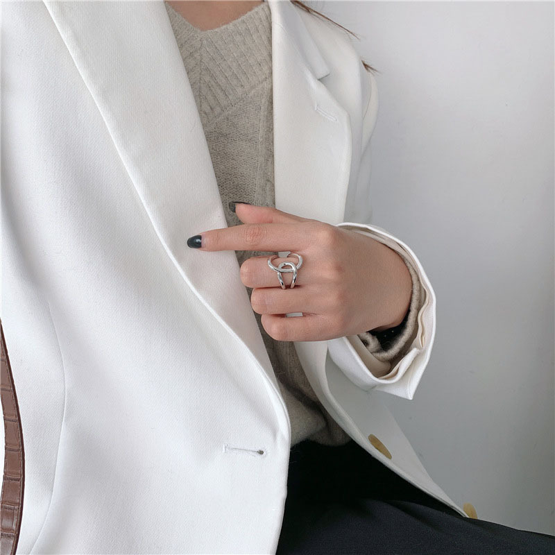 Amazon 168 bestseller: Simple metal ring for women, 925 silver, wholesale by a European and American Instagram blogger. Personalized knotted cross index finger ring, open ring Specification image