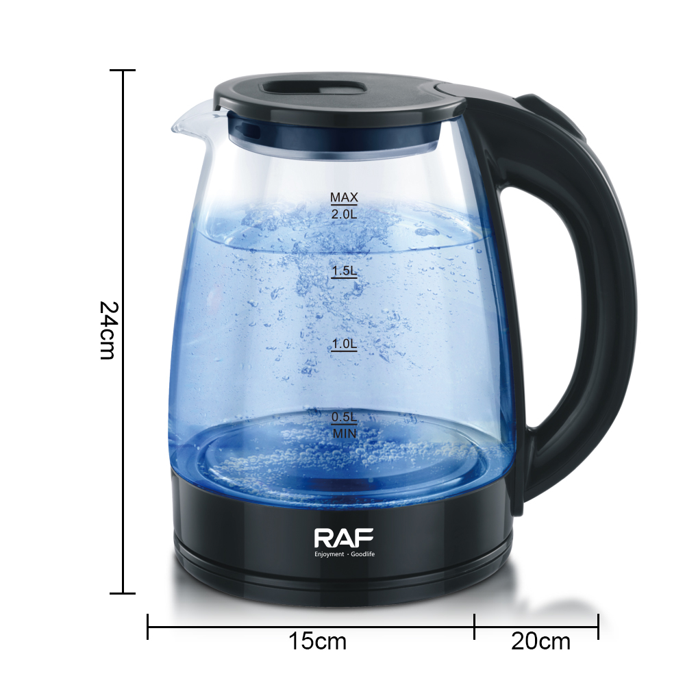 RAF European and American cross-border visible high borosilicate glass kettle, automatic power-off boiling kettle, electric kettle, high power 2L Item Picture