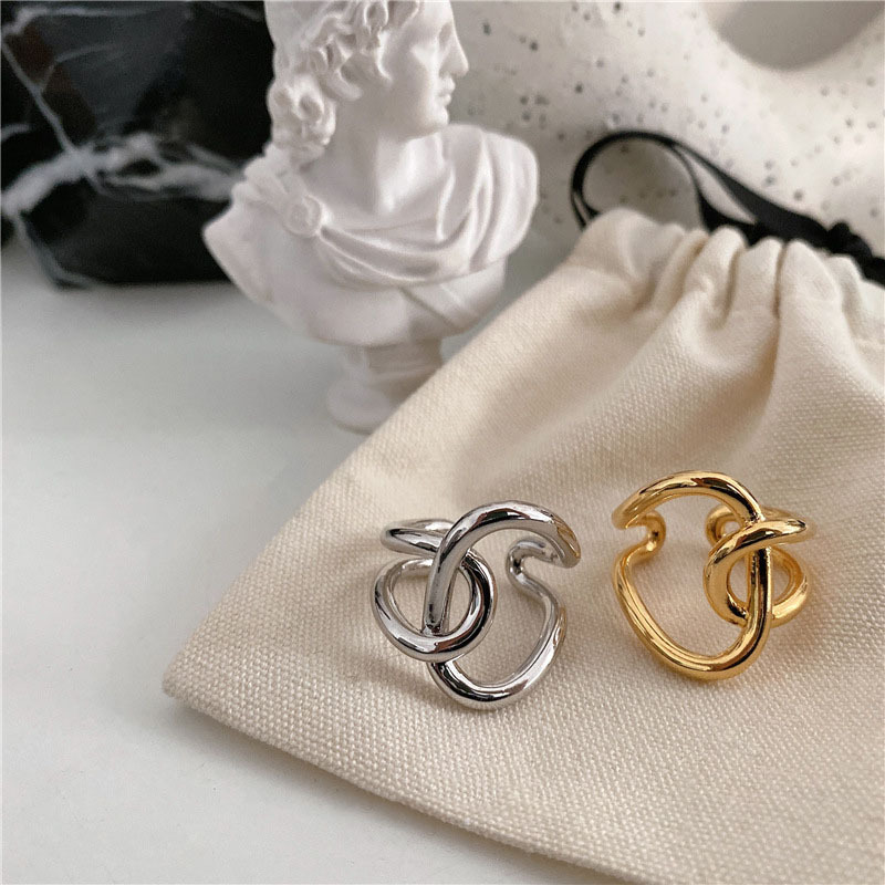 Amazon 168 bestseller: Simple metal ring for women, 925 silver, wholesale by a European and American Instagram blogger. Personalized knotted cross index finger ring, open ring details Picture