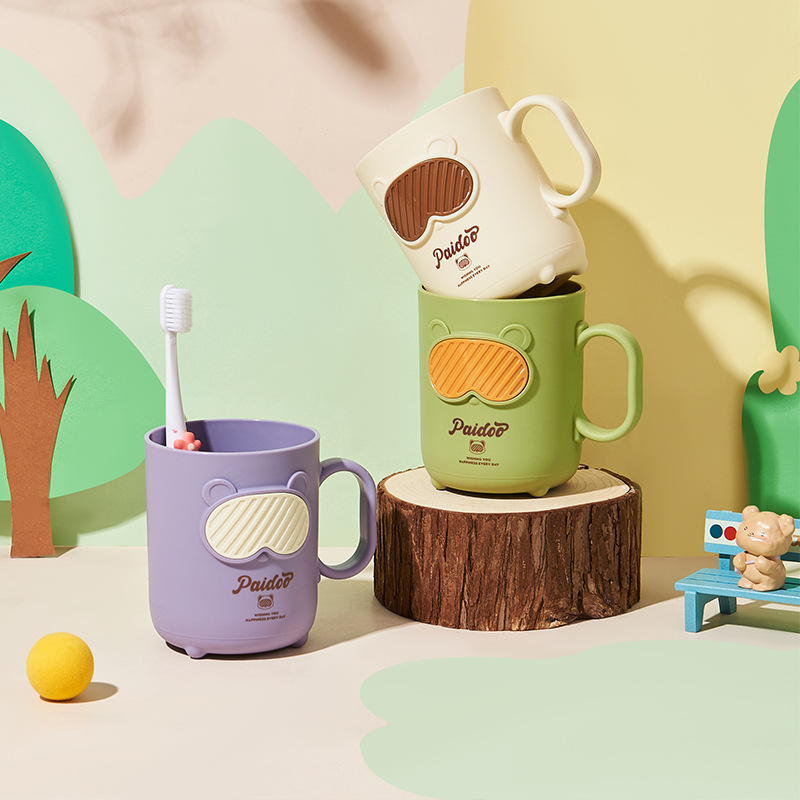 C97-5100 Creative Plastic Glasses, Bear Mouthwash Cup, Cute Washbasin Cup, Girl Brushing Cup, Household Water cup, Toothache Basin