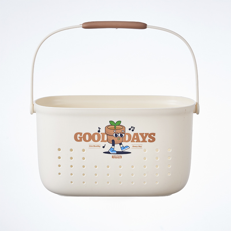 Y19-YN-548 manufacturer wholesale hand-held bath baskets, hollowed-out water-draining plastic baskets, storage baskets, vegetable baskets, and storage baskets that can be printed with logos
