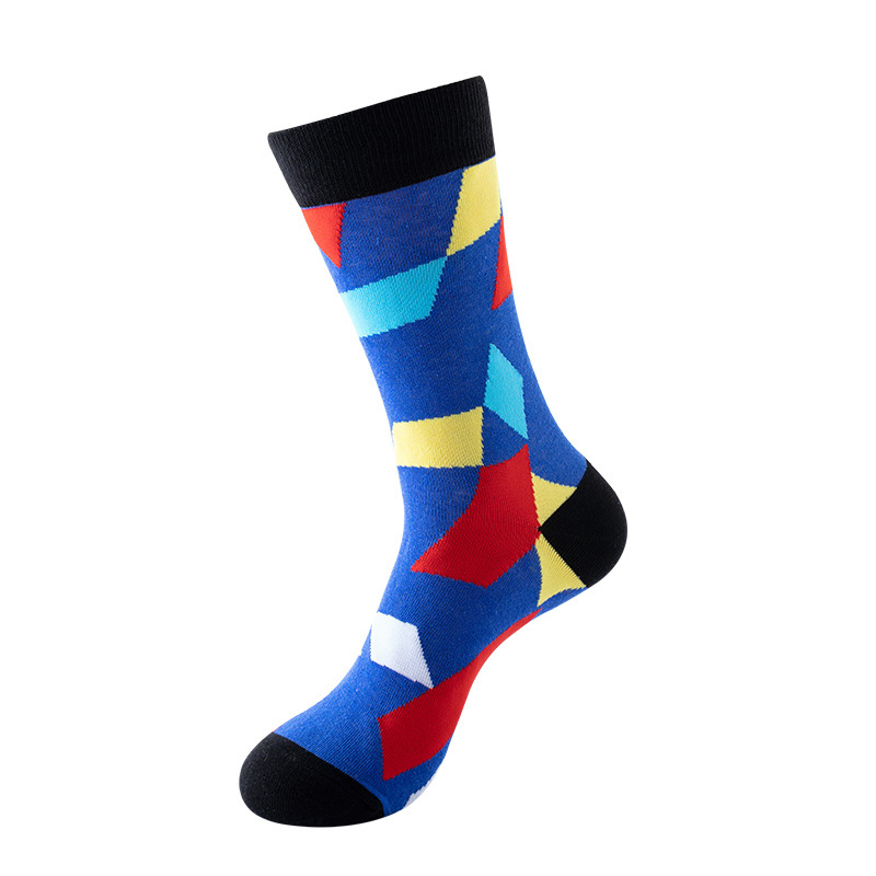 New sporty and casual cotton socks, geometric trendy socks, trendy socks, Amazon export men's cotton socks Item Picture