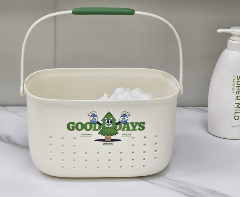 Y19-YN-548 manufacturer wholesale hand-held bath baskets, hollowed-out water-draining plastic baskets, storage baskets, vegetable baskets, and storage baskets that can be printed with logos Specification image
