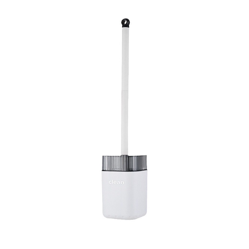 F23A-7018 thickened PET square wall-mounted toilet brush, round head hidden wall-mounted toilet brush with base Item Picture