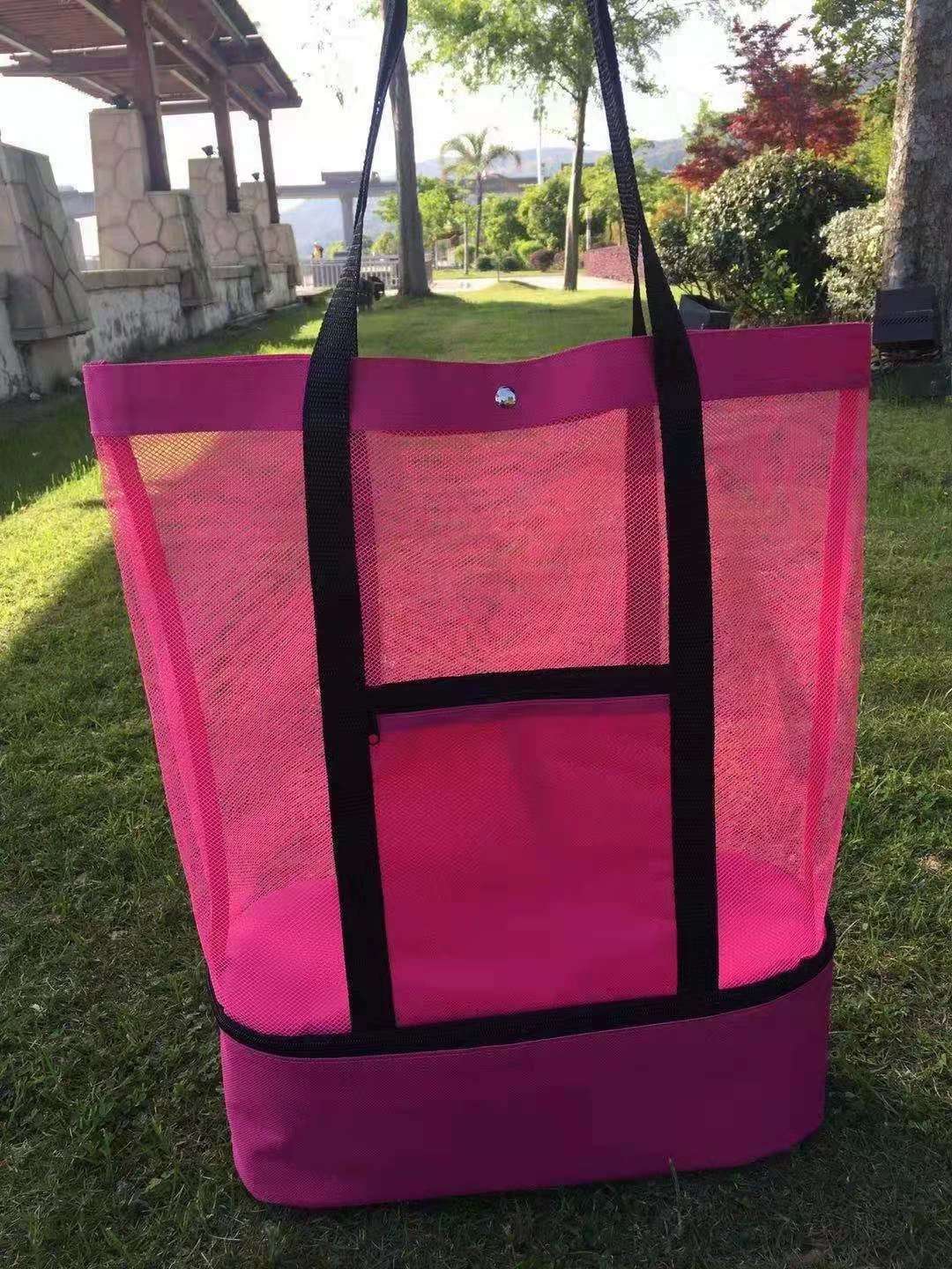 Direct sales from the source factory: Cross-border hand-held large-capacity double-layer insulated mesh beach swimming storage bag for outdoor travel detail image 11