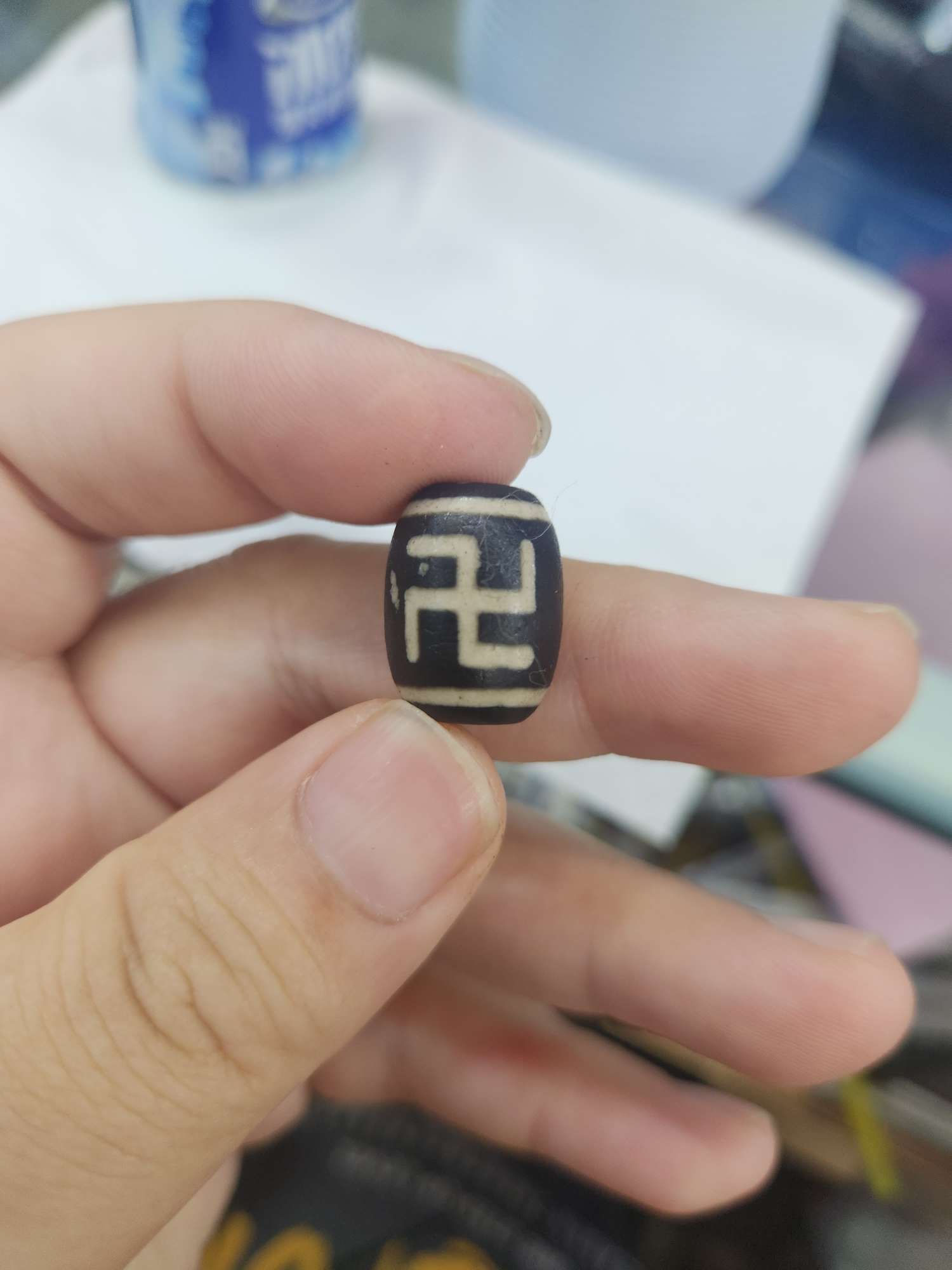 diy饰品专用 玛瑙天珠 佛家万字卍 表面裂纹