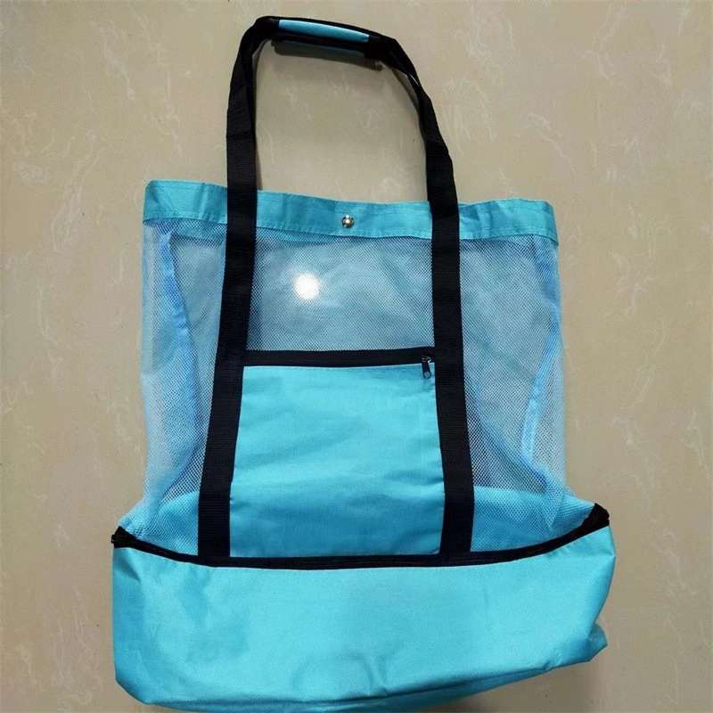 Direct sales from the source factory: Cross-border hand-held large-capacity double-layer insulated mesh beach swimming storage bag for outdoor travel Application Scenario